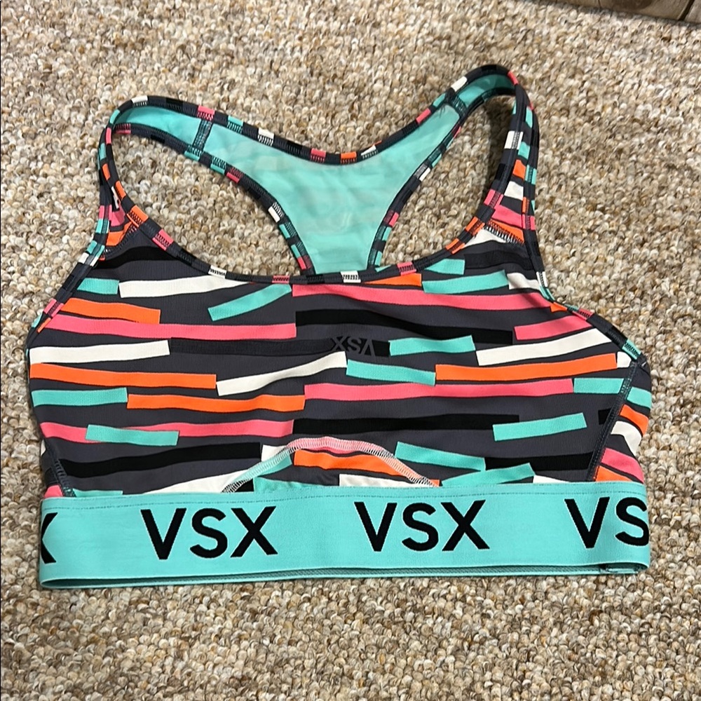 NWOT VSX Multicolor Unpadded Striped Sports Bra